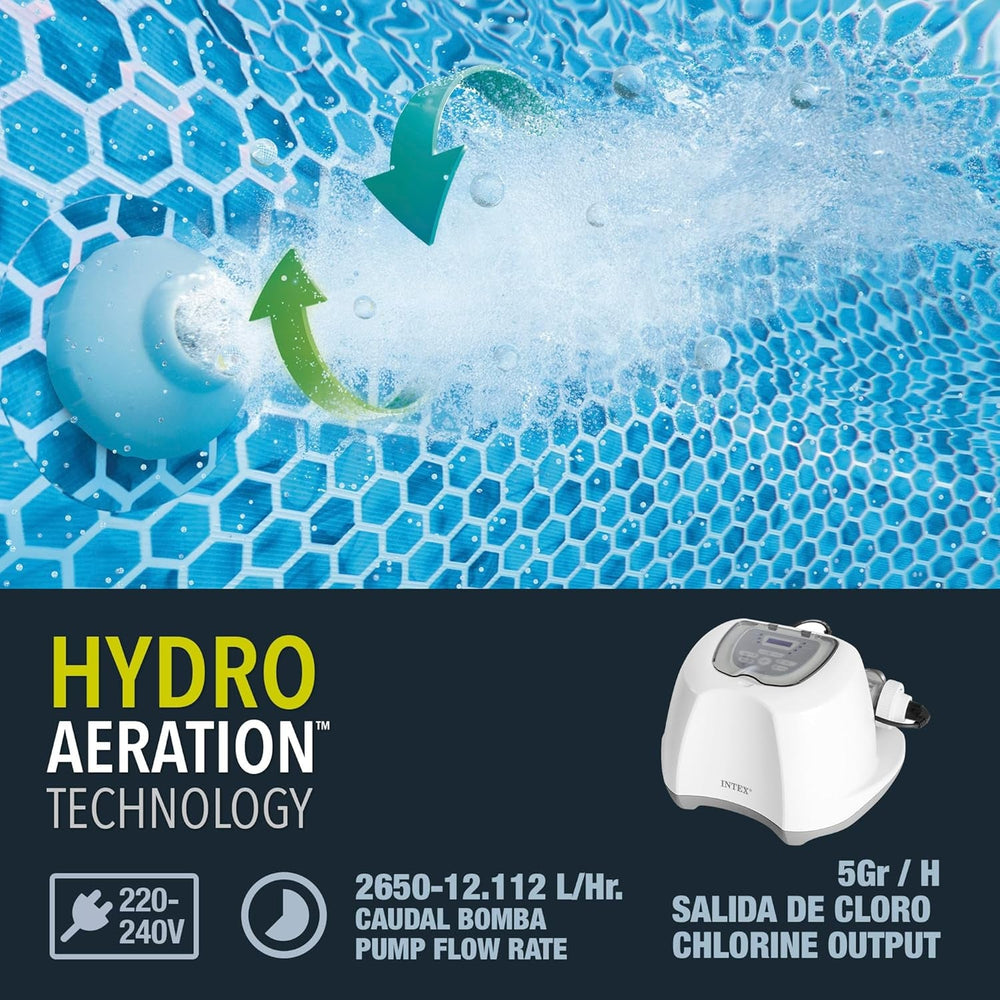 Intex 26668 – Sistem de filtrare cu apă sărată Krystal Clear, pentru pompă de filtrare 2650-12112 L/h, pentru piscine mici de până la 26500 L, plastic, alb