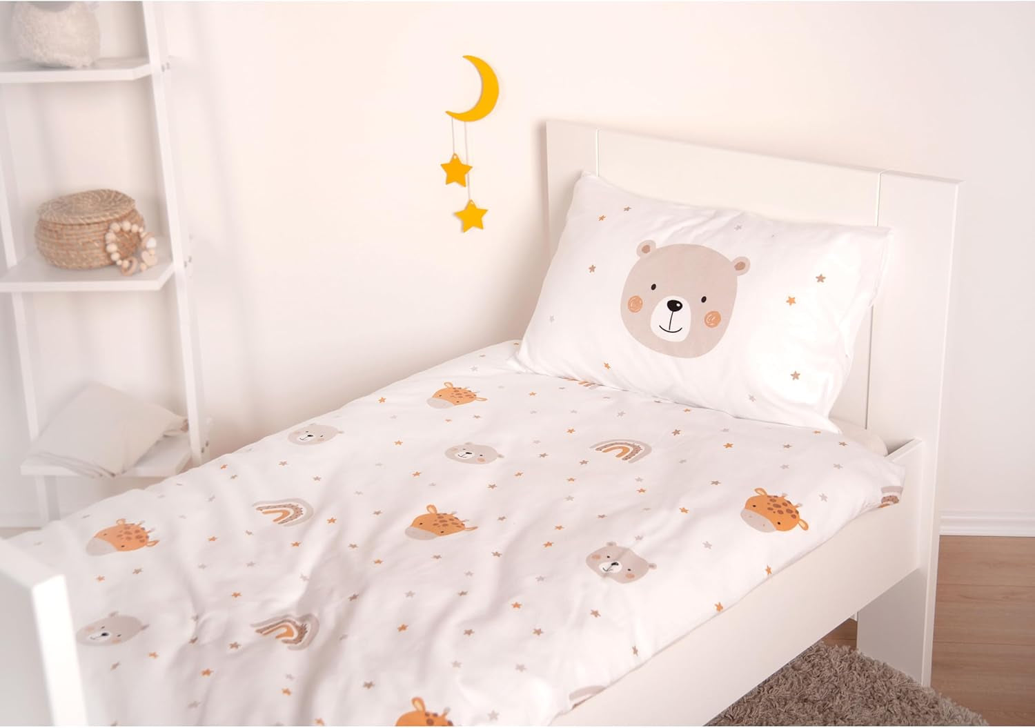 Herding Babybest Little Friends Winterbettwäsche, Kopfkissenbezug 40 X 60 Cm Mit Hoteleinschlag, Bettbezug 100 X 135Cm, Mit Reißverschluss, 100% Baumwolle/Flanell, Weiß, Twin Naty Shop