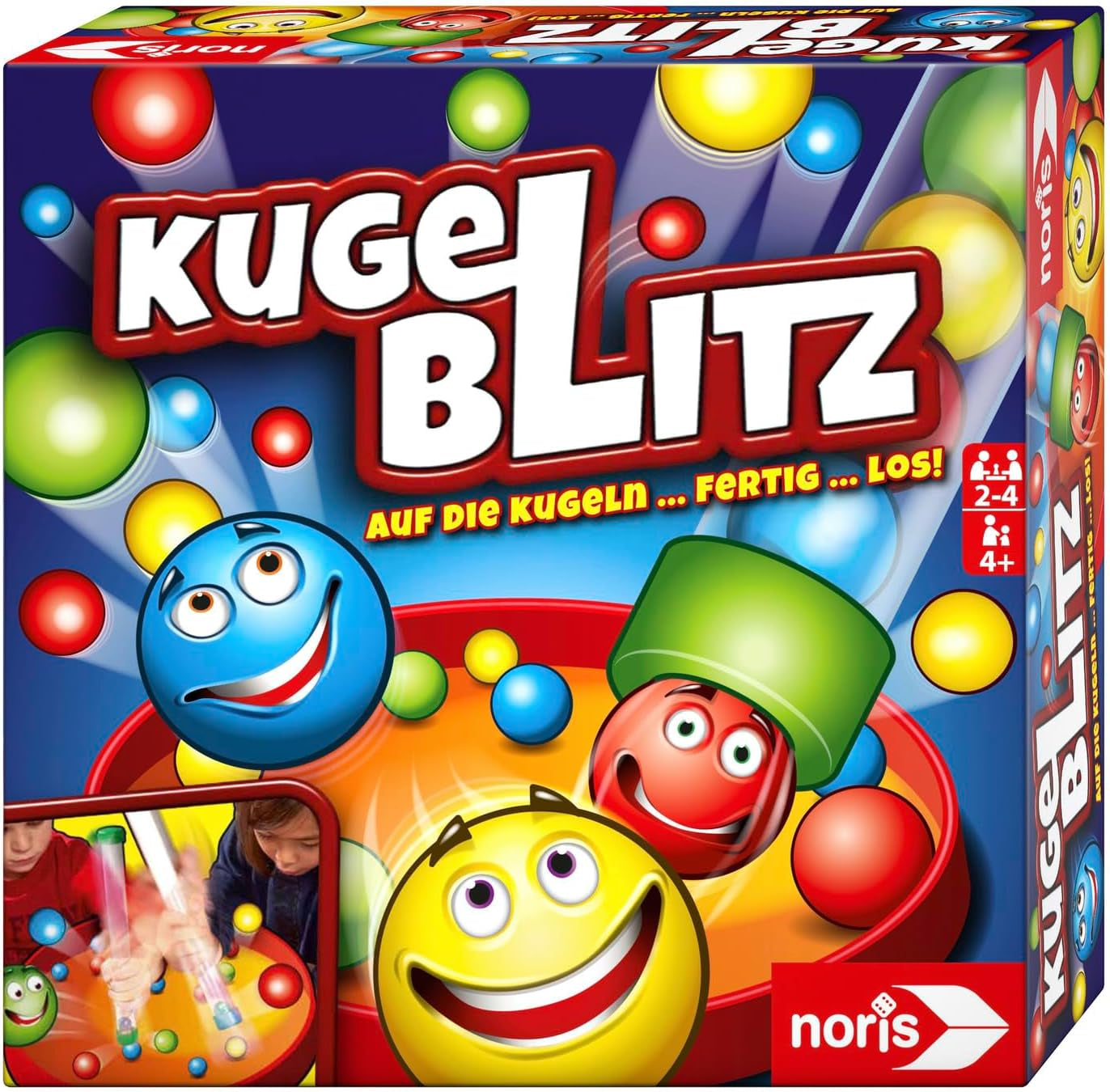 Noris 606064480 Kugelblitz, jocul de acțiune rapid ca fulgerul cu efect de învățare în diverse variante de joc, de la 4 ani