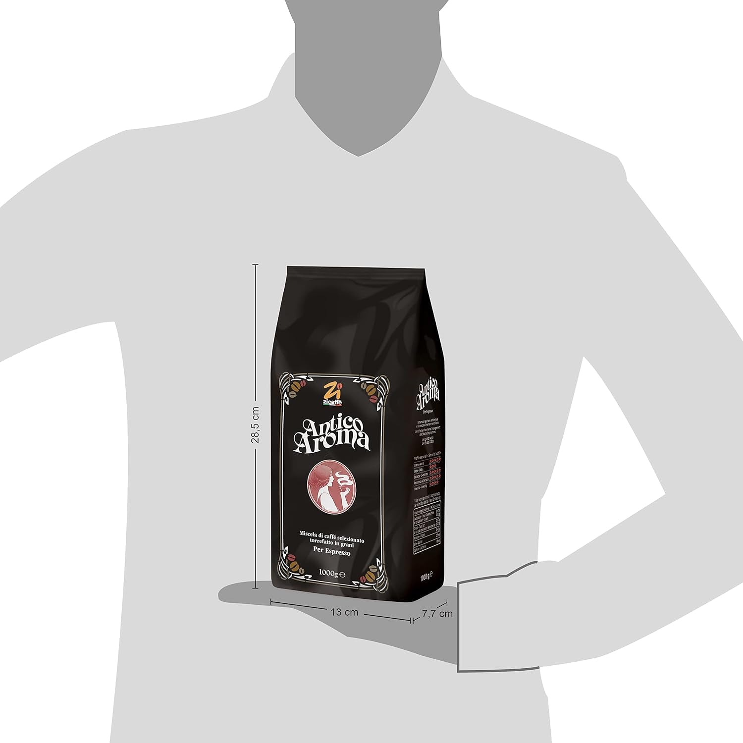 Boabe de cafea aromatice Zicaffé Espresso Antico, pachet de 1 (1 x 1 kg)
