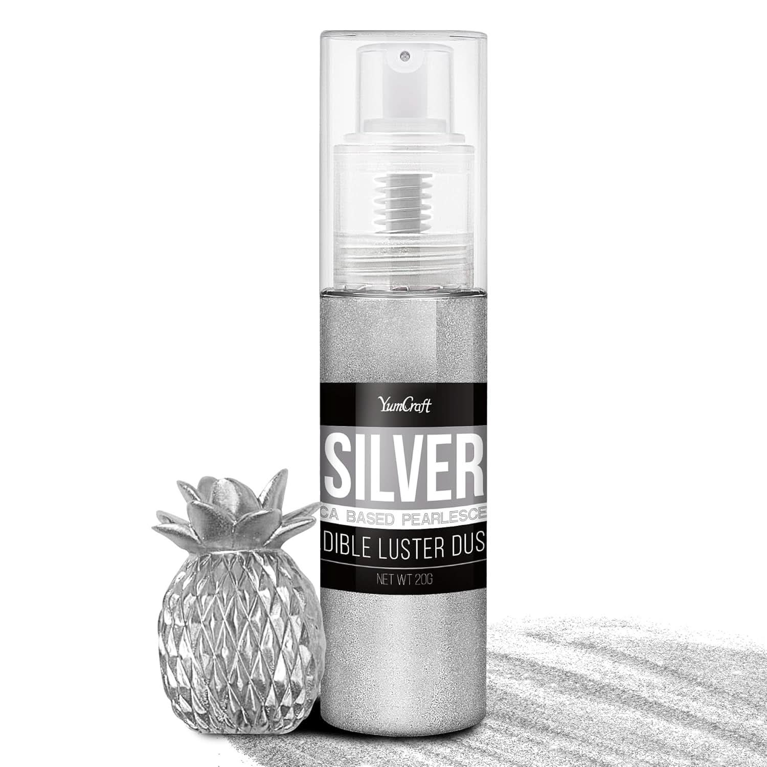 Spray glitter comestibil, 20 grame Naty Shop Argintiu