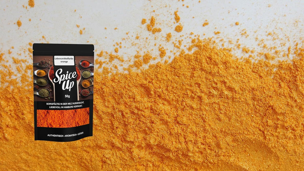 Colorant alimentar portocaliu Spice up 50G – Colorant alimentar portocaliu 50G – Pudră de culoare strălucitoare pentru idei de bucătărie și copt – Pentru deserturi, băuturi, curry și decorațiuni creative – Vegan și fără aditivi artificiali