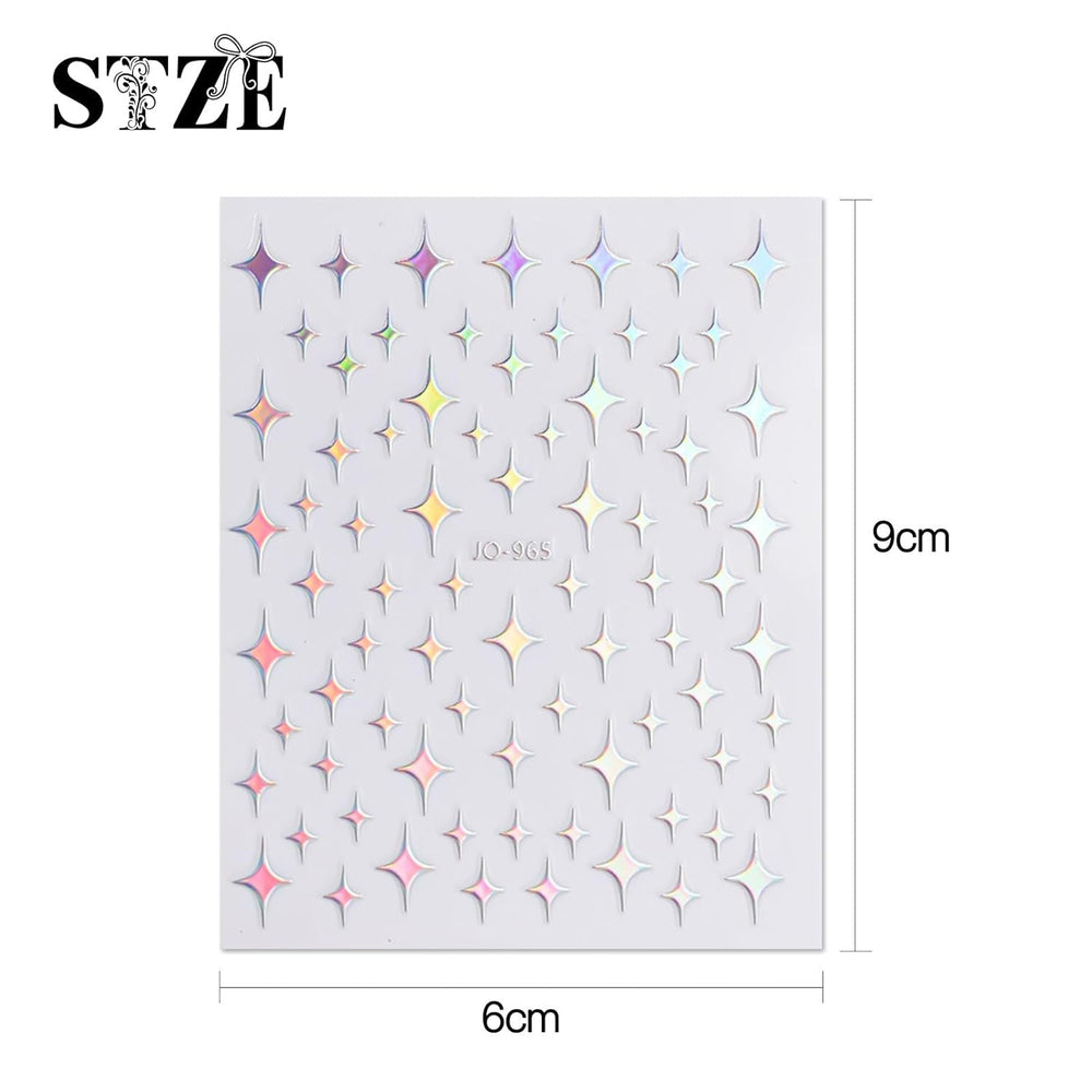 JMEOWIO Nagelsticker Aurora 12 Blatt Nail Art Sticker Selbstklebend Nagelaufkleber Holografisches Stern Herz Dekoration Nageldesign Zubehör