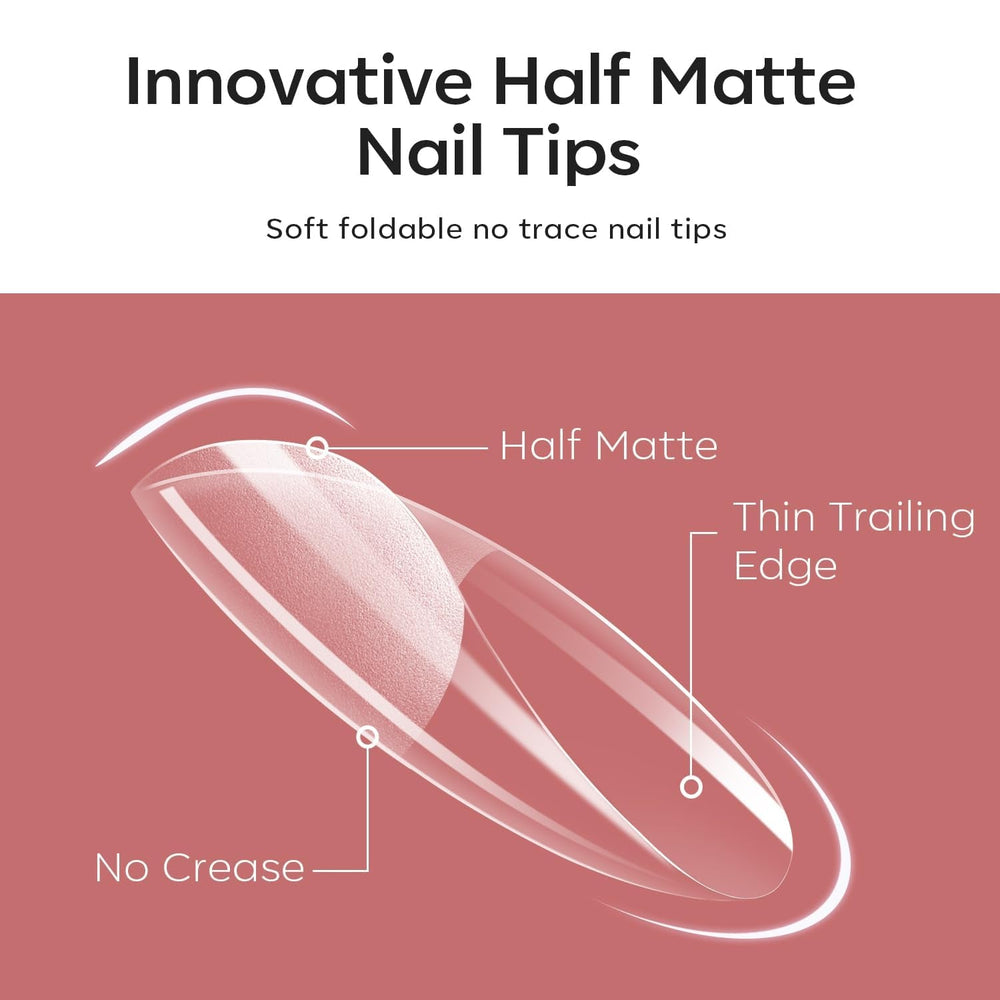 Modelones Tips Unghii 510 Piese - Set Tips Unghii Acoperire Completă, Set Tips Gel, Tips Unghii Rășină PMMA Pre-Lustruire, Unghii Artificiale pentru Lipire pe Nail Art DIY, Squoval Scurt
