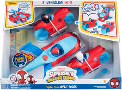 Spidey und Seine Super-Freunde SNF0346 - Team Split Racer, 3 in 1 Fahrzeug mit Sound, ab 3 Jahren