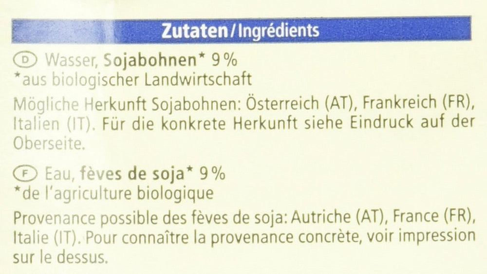 Bio Sojadrink, ungesüßt, glutenfrei, laktosefrei, vegan, 8er Pack (8 x 1 kg)