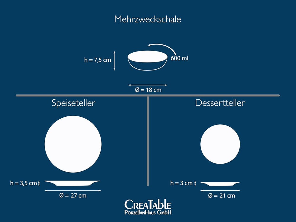 CreaTable, 24464, Seria Malmö Bej, set de veselă cu 18 piese pentru 6 persoane, set de farfurii din gresie, potrivit pentru mașina de spălat vase și cuptorul cu microunde, producție de calitate