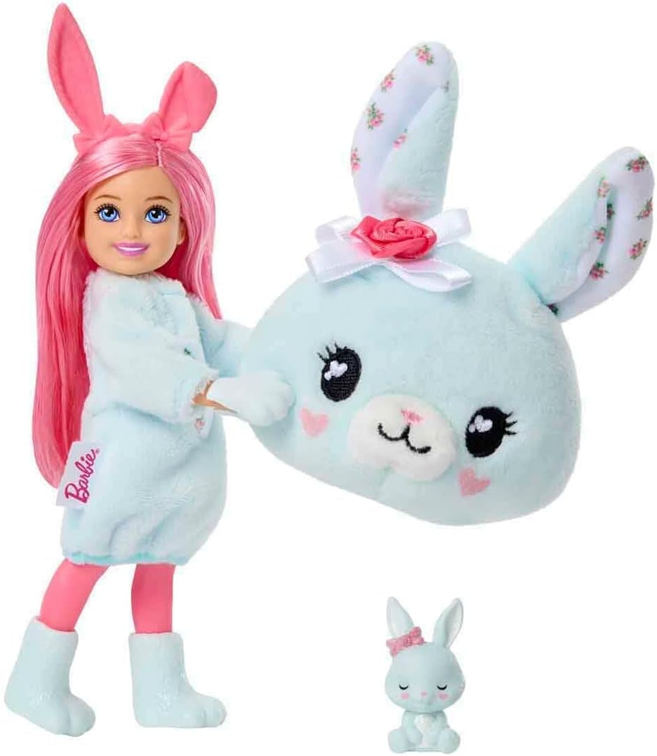 Barbie Cutie Reveal Glücksbärchis kleine Chelsea-Puppe und Zubehör, Serie 2 mit Plüschkostüm und 6 Überraschungen, einschließlich Farbwechsel (Stile können abweichen.), JMW63