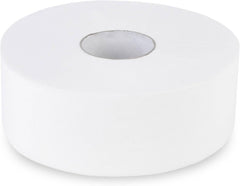 Hârtie igienică Quicky Jumbo 2 straturi, 25 cm Ø, alb strălucitor, relief cu puncte fine, 6 role - absorbantă și rezistentă la rupere pentru igienă maximă, ideală pentru instituțiile publice și industrie
