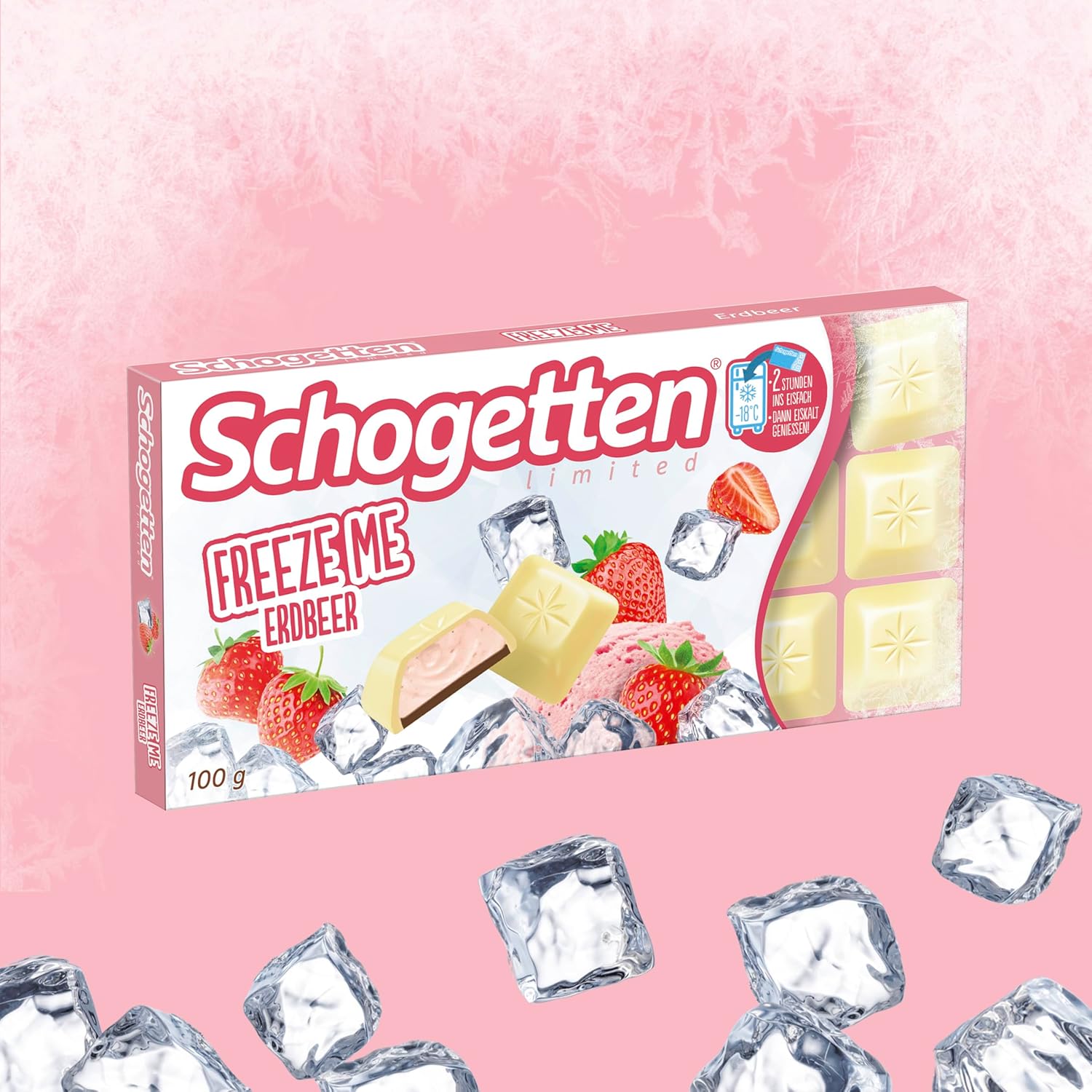 Schogetten Freeze Me Strawberry Ediție Limitată - Ciocolată Înghețată Rece Cu Gust Căpșuni Intens