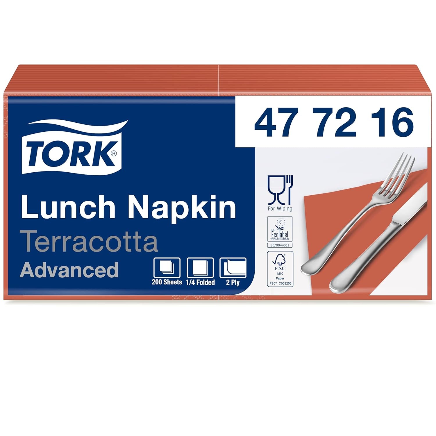 Tork 477840 Șervețele de prânz Lime / Șervețele din 2 straturi pentru mâncăruri mici sau gustări / Calitate avansată / 10 X 200 (2000) șervețele de hârtie / 32.6 X 33 Cm (L X l) / 1/4 pliere