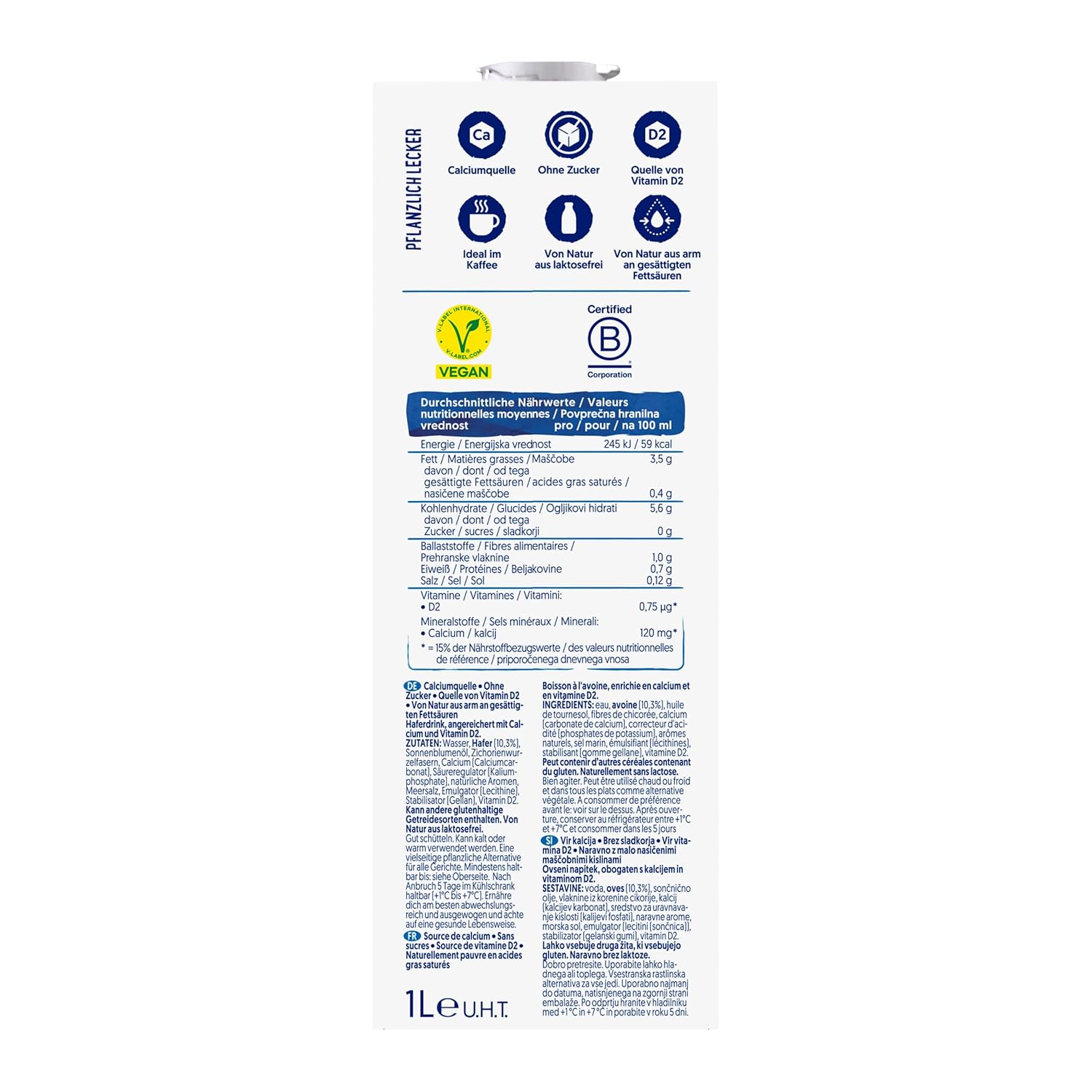Alpro This is Not Milk 3,5 Prozent – Vegan und milchfrei – Von Natur aus laktosefrei – Reich an Ballaststoffen, Calcium und Vitaminen – 8 x 1 L – Haltbar