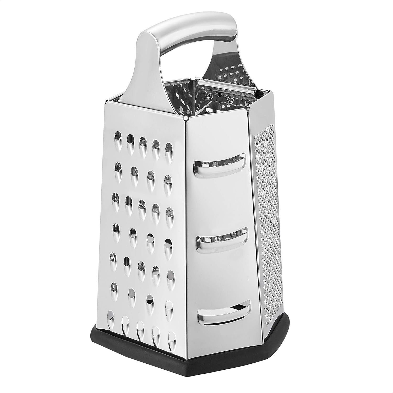 Răzătoare de brânză pătrată robustă din oțel inoxidabil, cu bază antiderapantă Peeler Naty Shop 6-Seitig