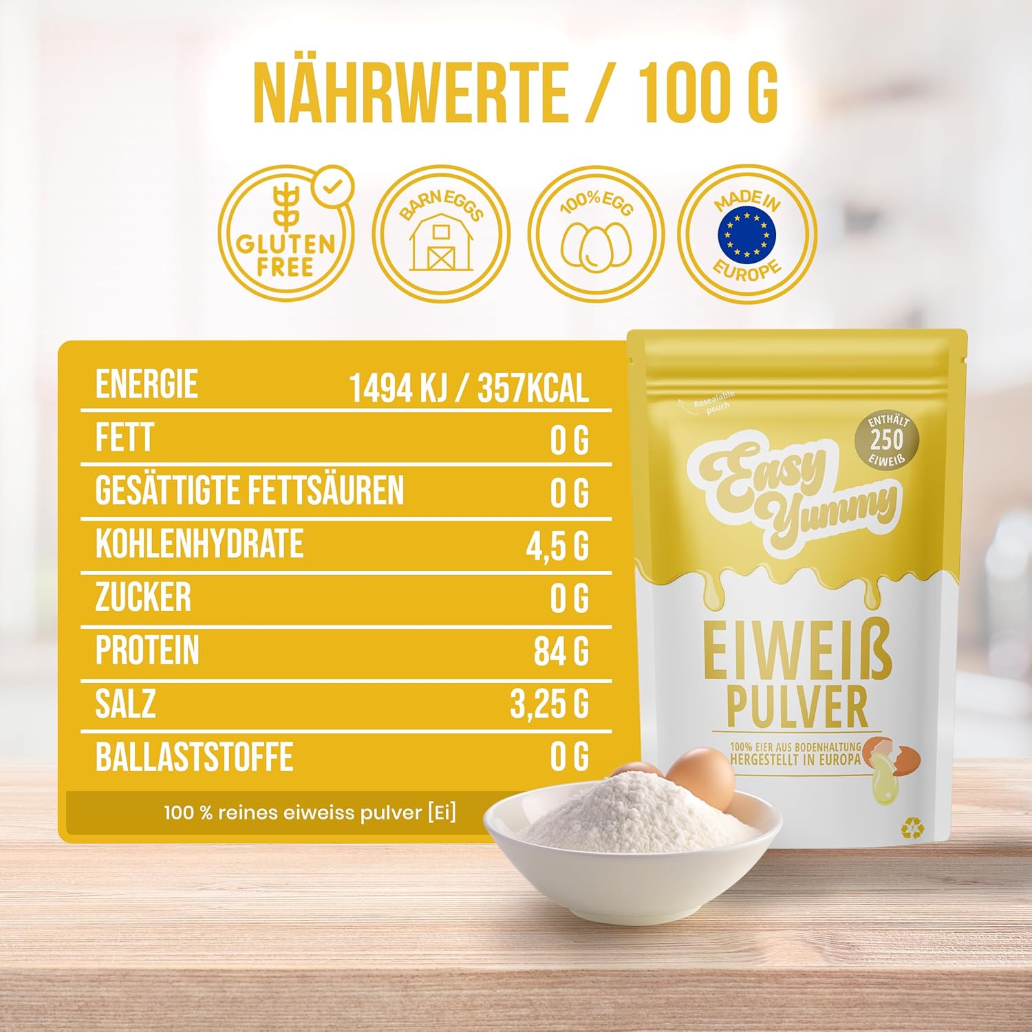 Easy Yummy Pulbere De Albuș De Ou 100% Pentru Gătit Și Coacere