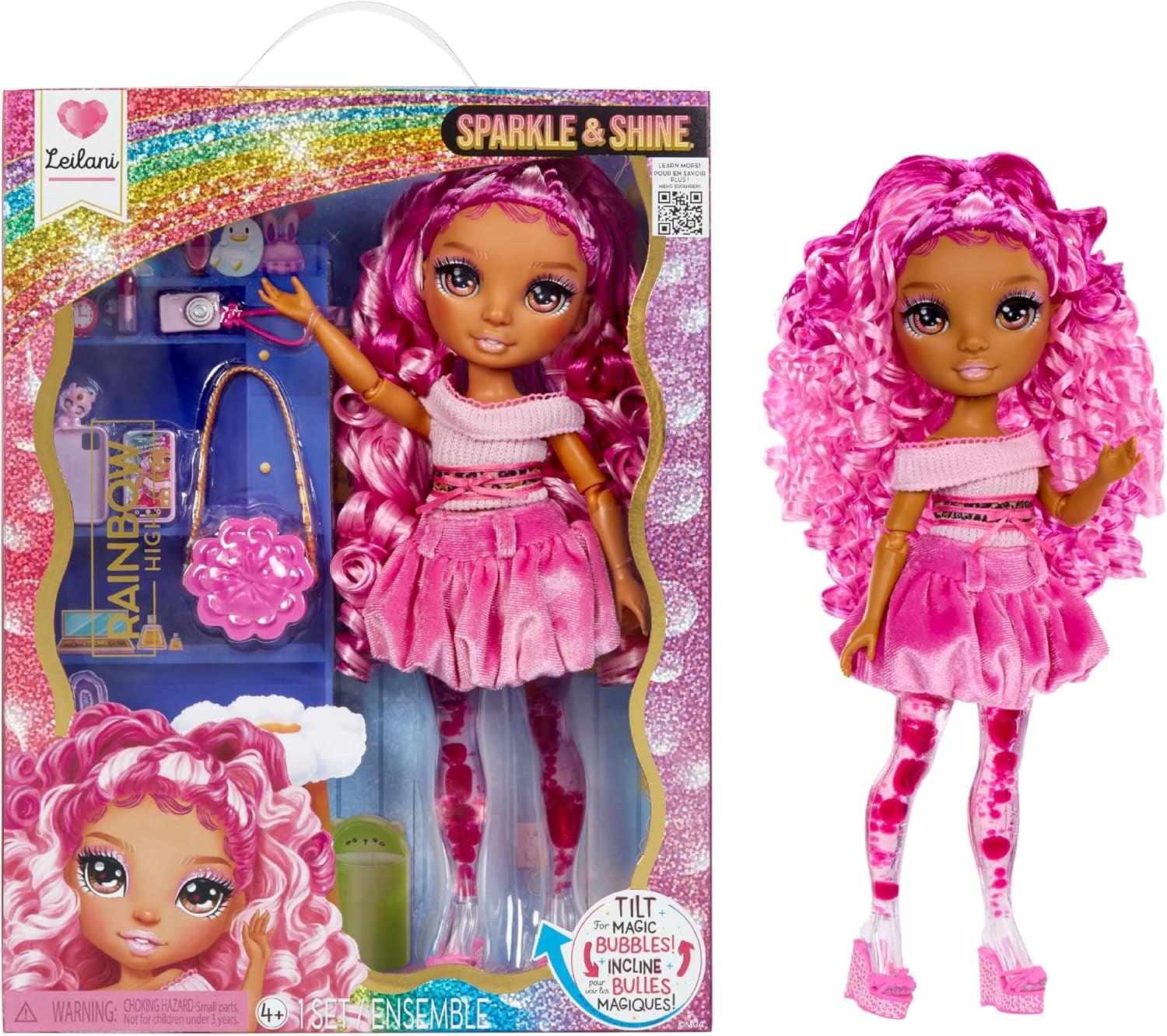 Rainbow High Sparkle & Shine Doll - Dawn - 28 cm Modepuppe mit Korallenrotem Haar und Magischen Zauberblasen in den Beinen, Farbe, zum Stylen und Spielen, Sammlerstück, Für Kinder von 4 bis 12 Jahren