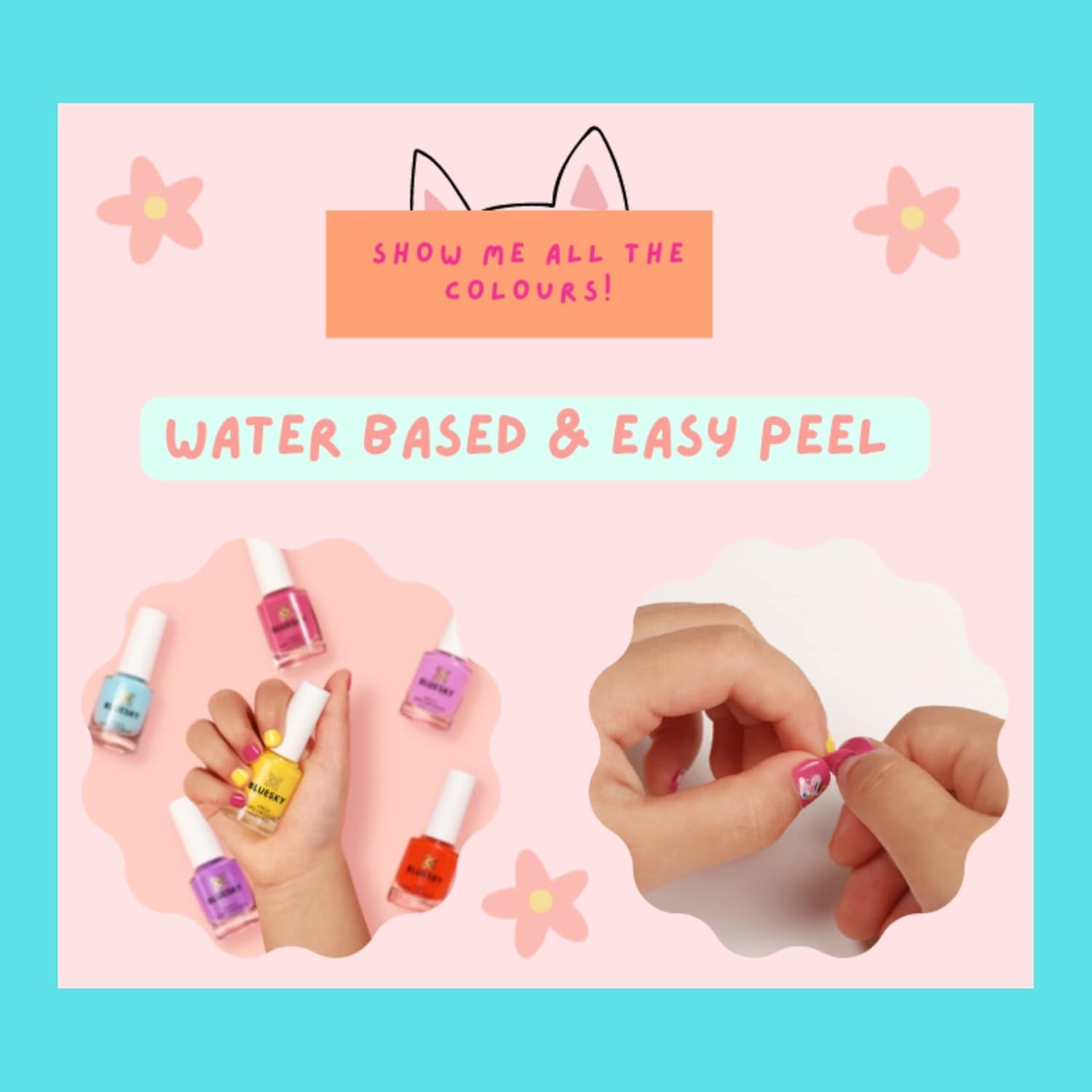 Oja pentru unghii Bluesky Kids - tot sclipiciul, roz. Oja ușor de decojit, non-toxică, pe bază de apă, fără planare, pentru copii, 5ml