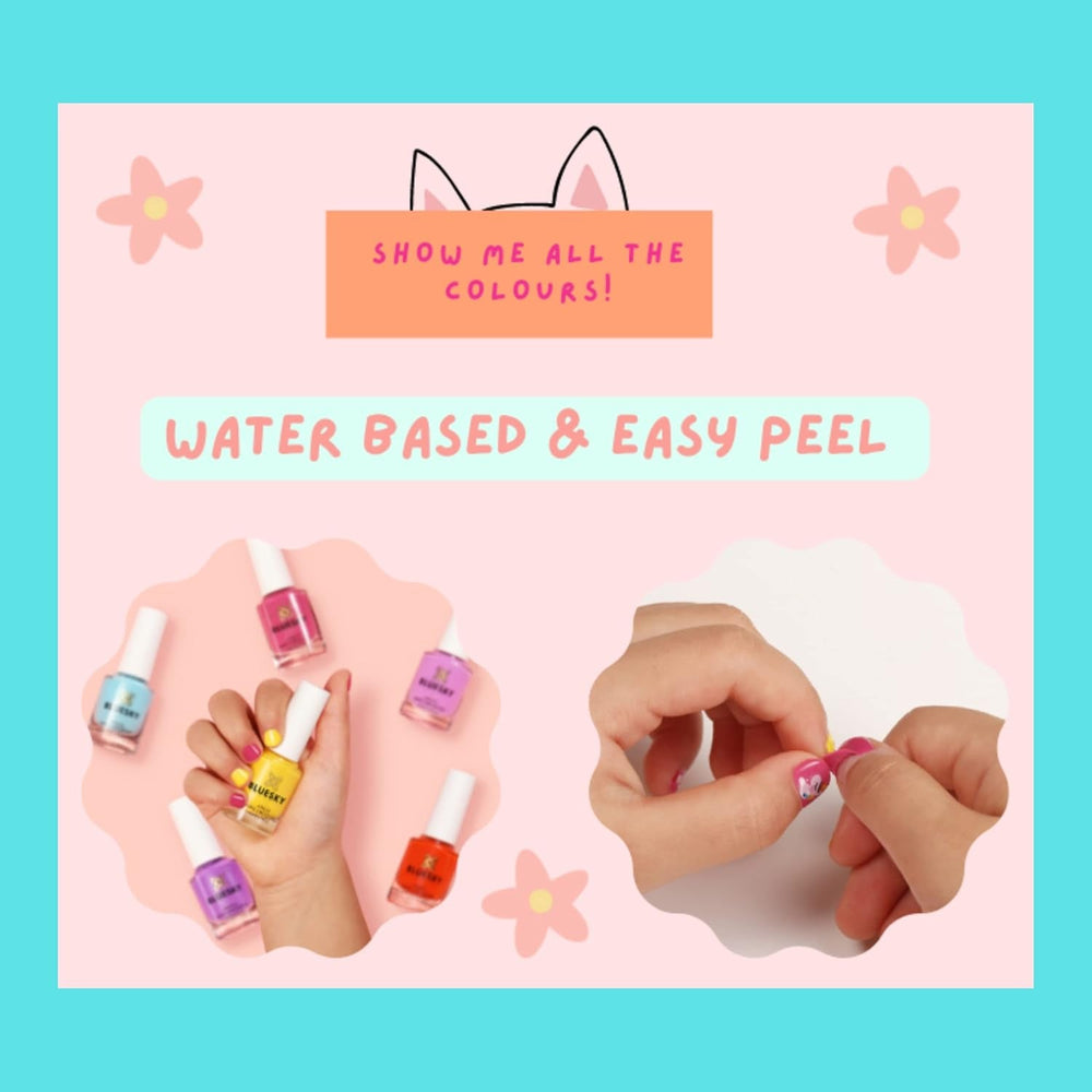 Oja pentru unghii Bluesky Kids - Rockstar, Sclipici negru, Ușor de îndepărtat, Non-toxică, Pe bază de apă, Inodoră - Oja gratuită pentru copii, 5 ml, Pachet de 1