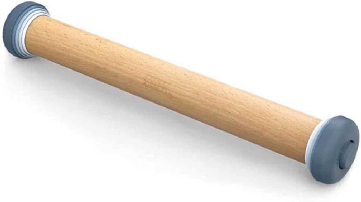 Joseph Joseph PrecisionPin - Sucitor cu grosime reglabilă a aluatului, rolă pentru copt și patiserie, lemn de fag, albastru pastel, cer