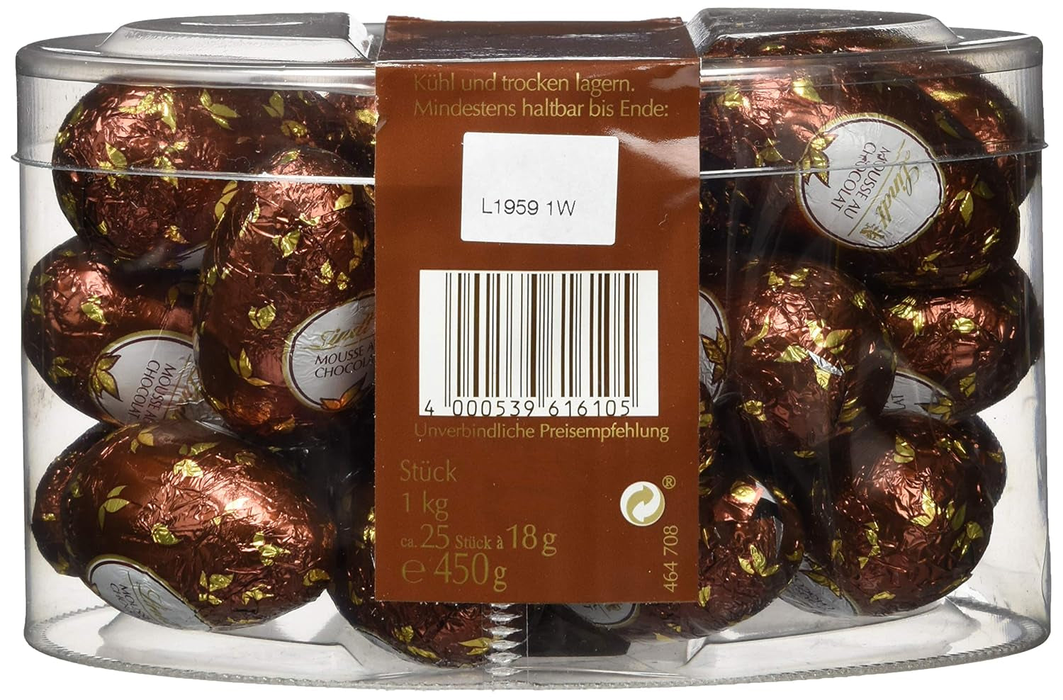 Mousse de ciocolată Lindt cu ouă de ciocolată | 450 g | Ciocolată cu lapte umplută cu mousse de ciocolată care se topește în gură | Ciocolată de Paște | Cadou de ciocolată | Ouă de Paște | Ouă de ciocolată