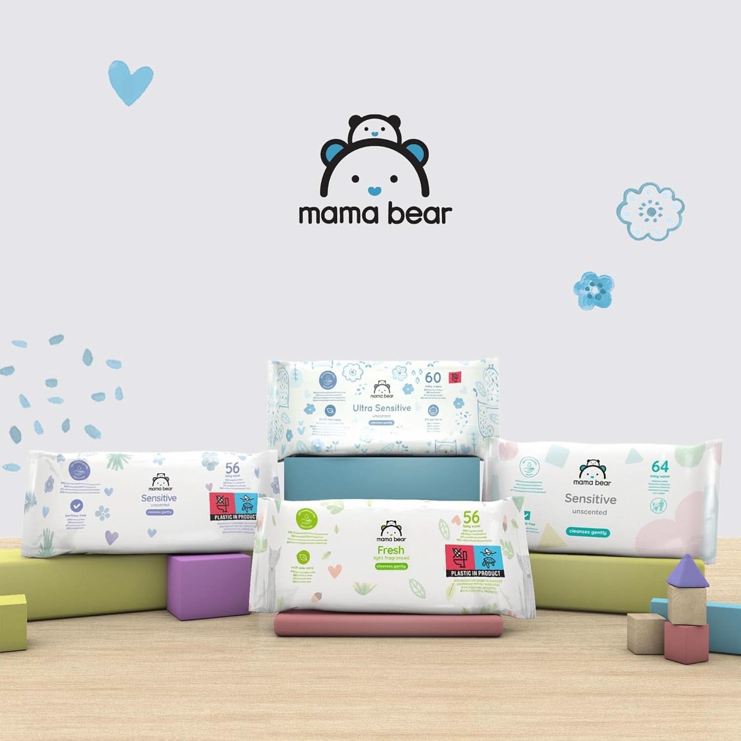 Șervețele ultrasensibile pentru bebeluși Mama Bear, fără parfum Naty Shop