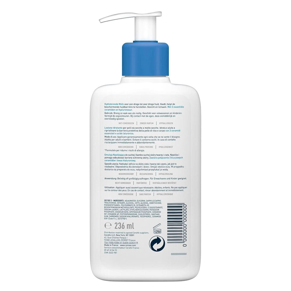 Loțiune de corp Cerave cu pompă dozatoare, potrivită pentru dermatită atopică si piele uscată sau foarte uscată, 236 ml Cosmetice si Infrumusetare Naty Shop