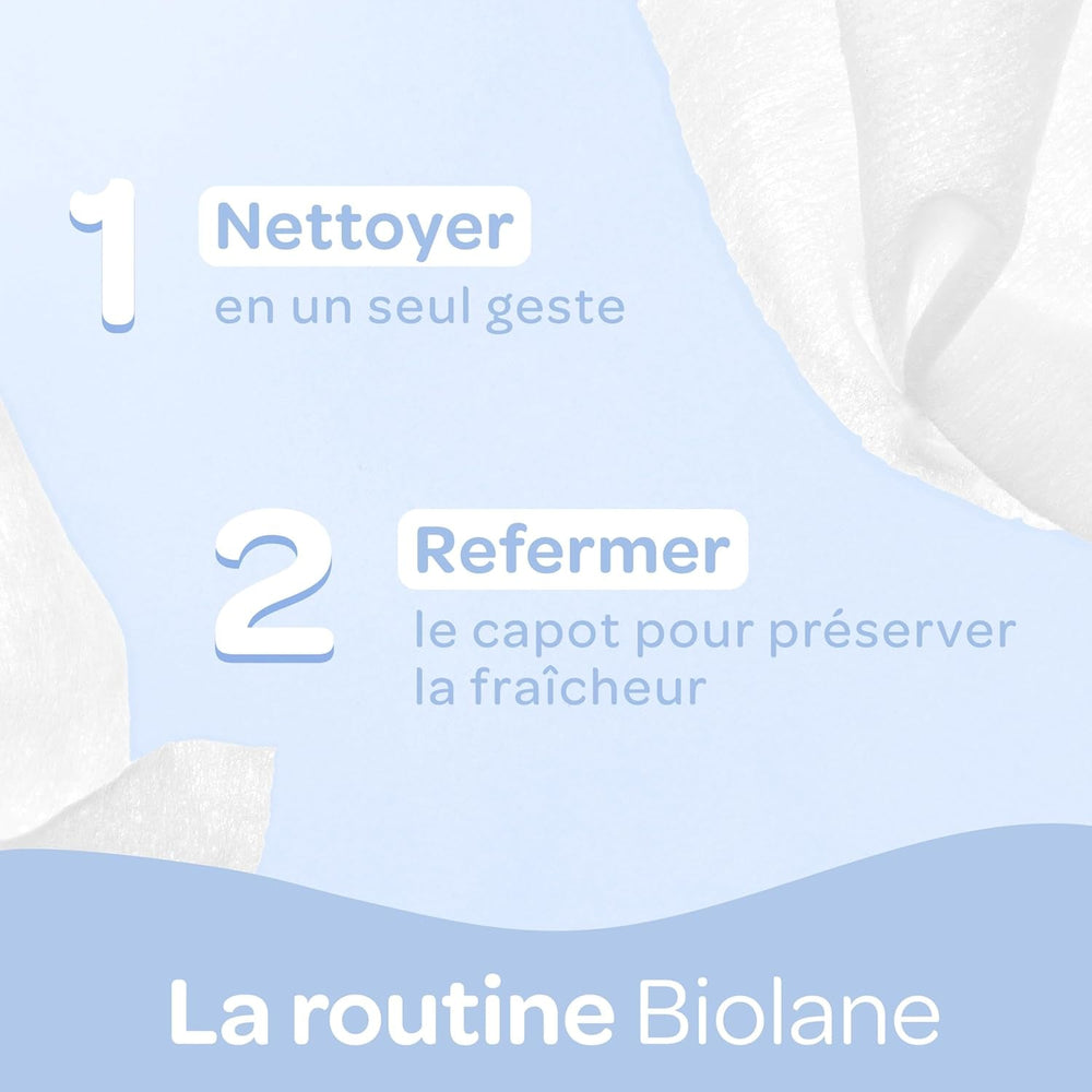 BIOLANE - Șervețele umede pentru bebeluși cu apă - 225 de șervețele - 3 x 75 bucăți - Curățare delicată și eficientă - De la naștere - Calitate franceză