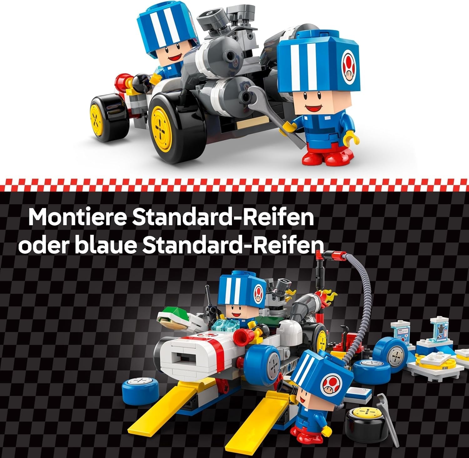 LEGO Super Mario: Mario Kart – Toad’s Garage Set, Nintendo Mechanic Toy with 2 Blue Toad Character Figures for Independent Play, Birthday Gift for Boys, Girls and Gamers Aged 8 Plus 72035