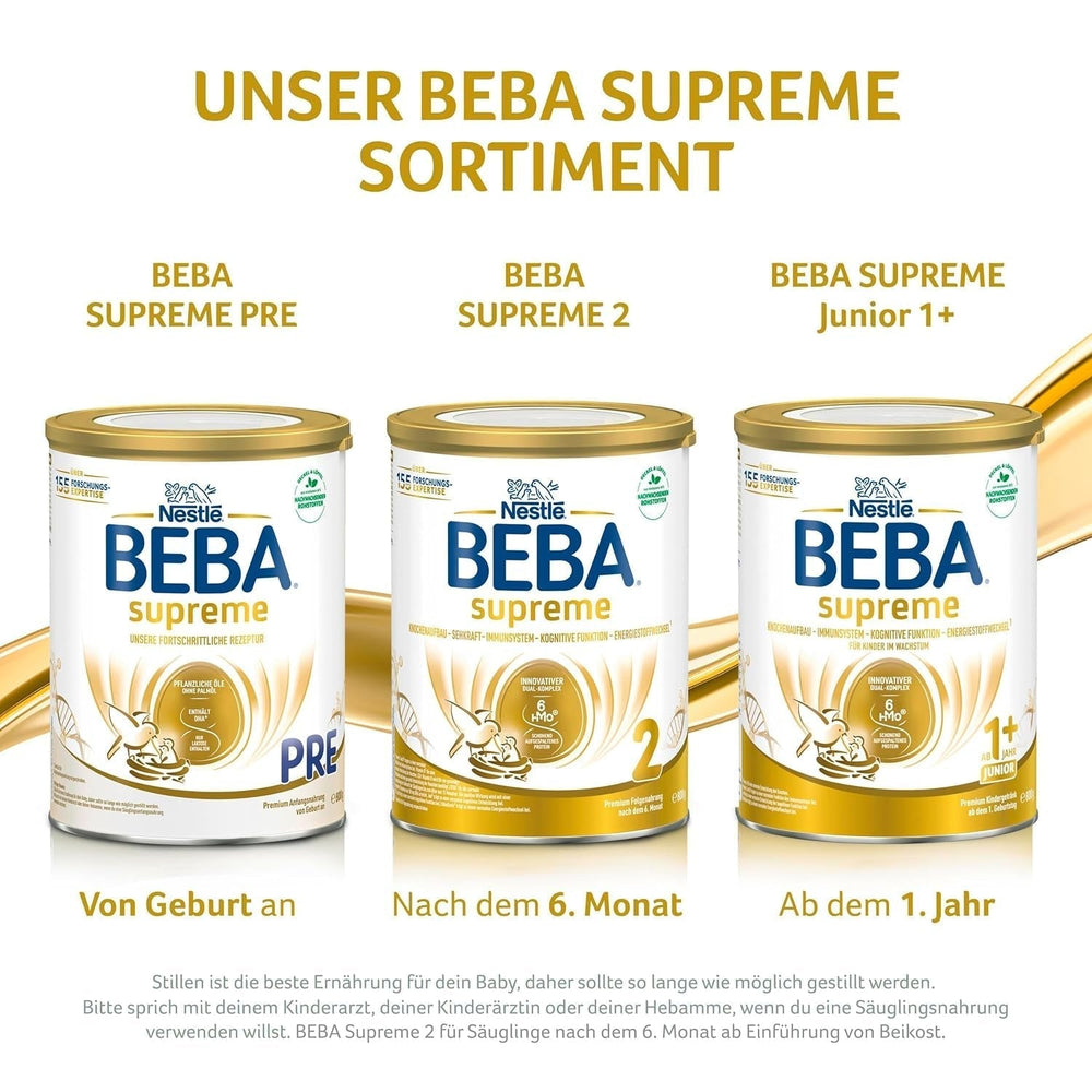BEBA SUPREME 2 Lapte de continuare după 6 luni, doar lactoză, fără ulei de palmier, pachet de 6 (6 x 800 g) Naty Shop