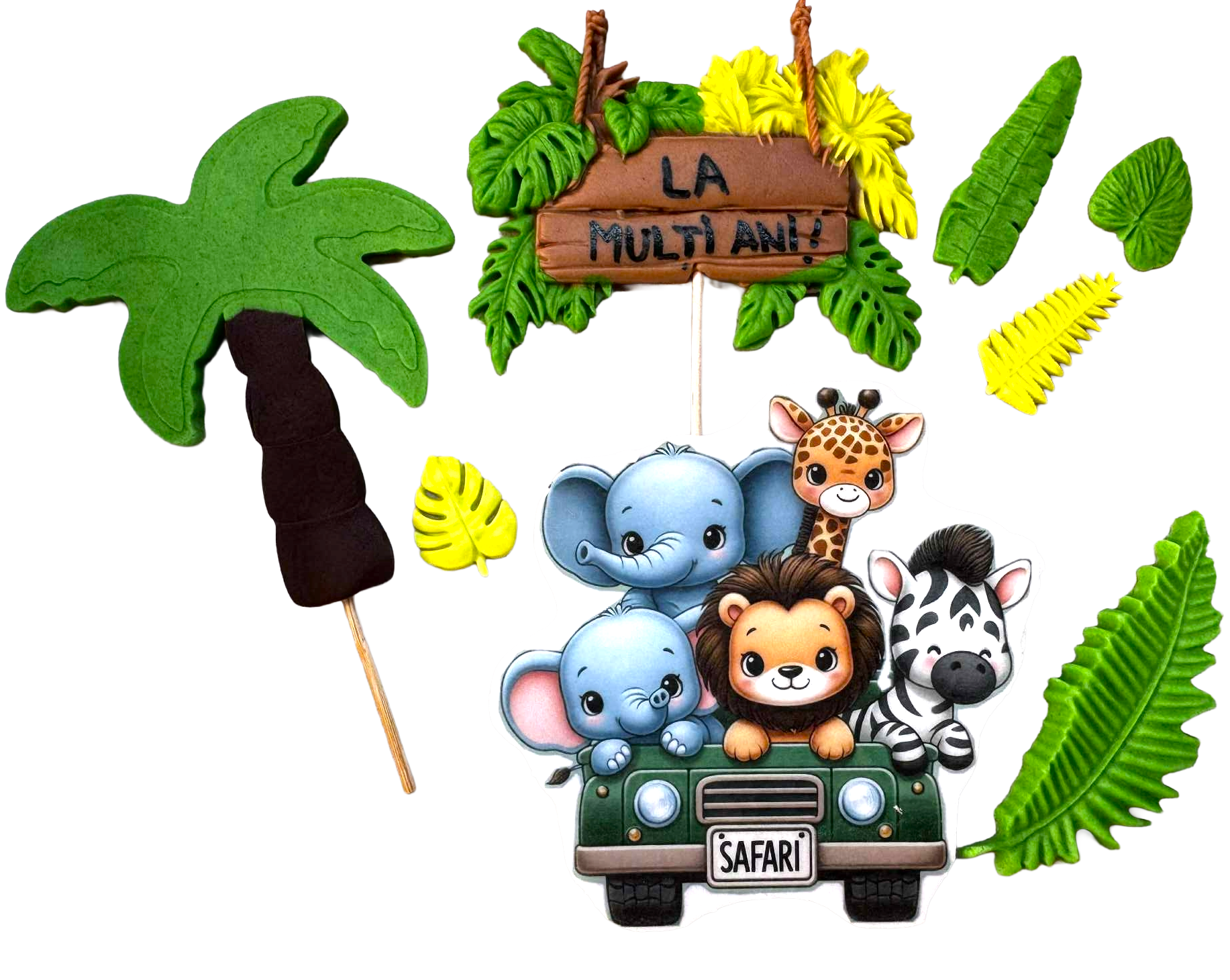 Safari Set 8 Decoratiuni Comestibile - Figurine Din Pasta De Zahăr Pentru Deserturi