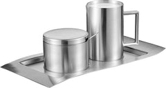 Set de 4 recipiente pentru lapte și zahăr, model Wave, 400-1655, fabricat din oțel inoxidabil 18/10 periat. Setul este format din câte o tavă din fiecare.