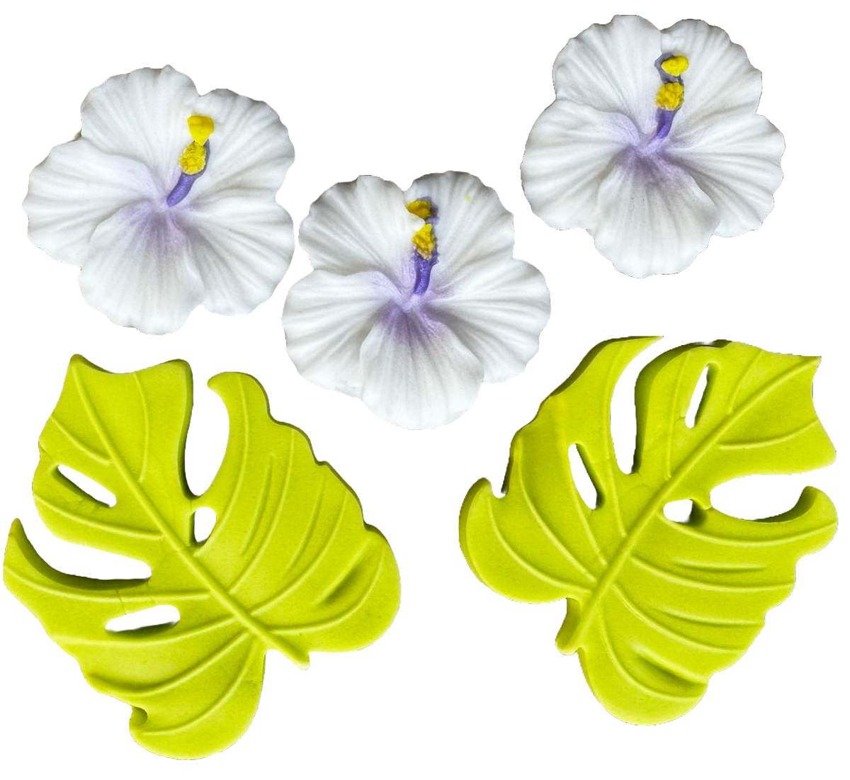Set 5 decoratiuni comestibile din zahar, Hibiscus Decoratiuni din Pasta de Zahar Naty Shop