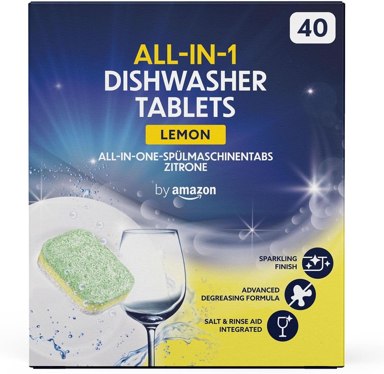 All-In-One tablete de spălat vase, lămâie, 40 tablete Detergenti Bucatarie Naty Shop