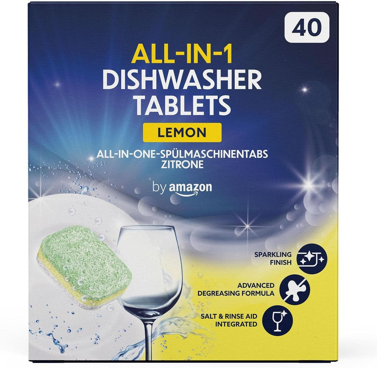 All-In-One tablete de spălat vase, lămâie, 40 tablete Detergenti Bucatarie Naty Shop