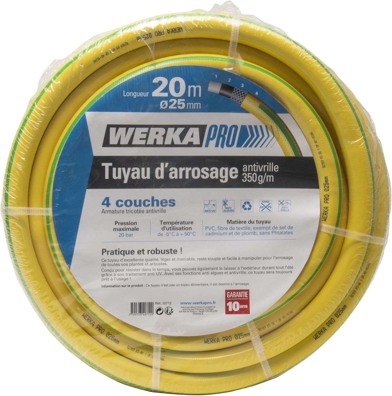 Furtun de grădină ranforsat Ø25mm, rezistent la răsucire, 20 m