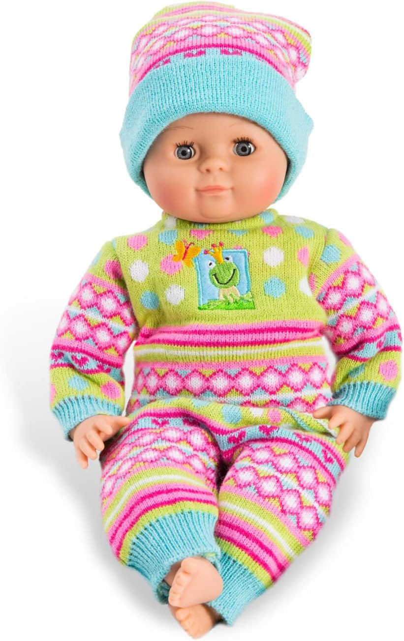 Heless 1666 - Strickstrampler für Puppen, Froschi, Größe 28 - 35 cm