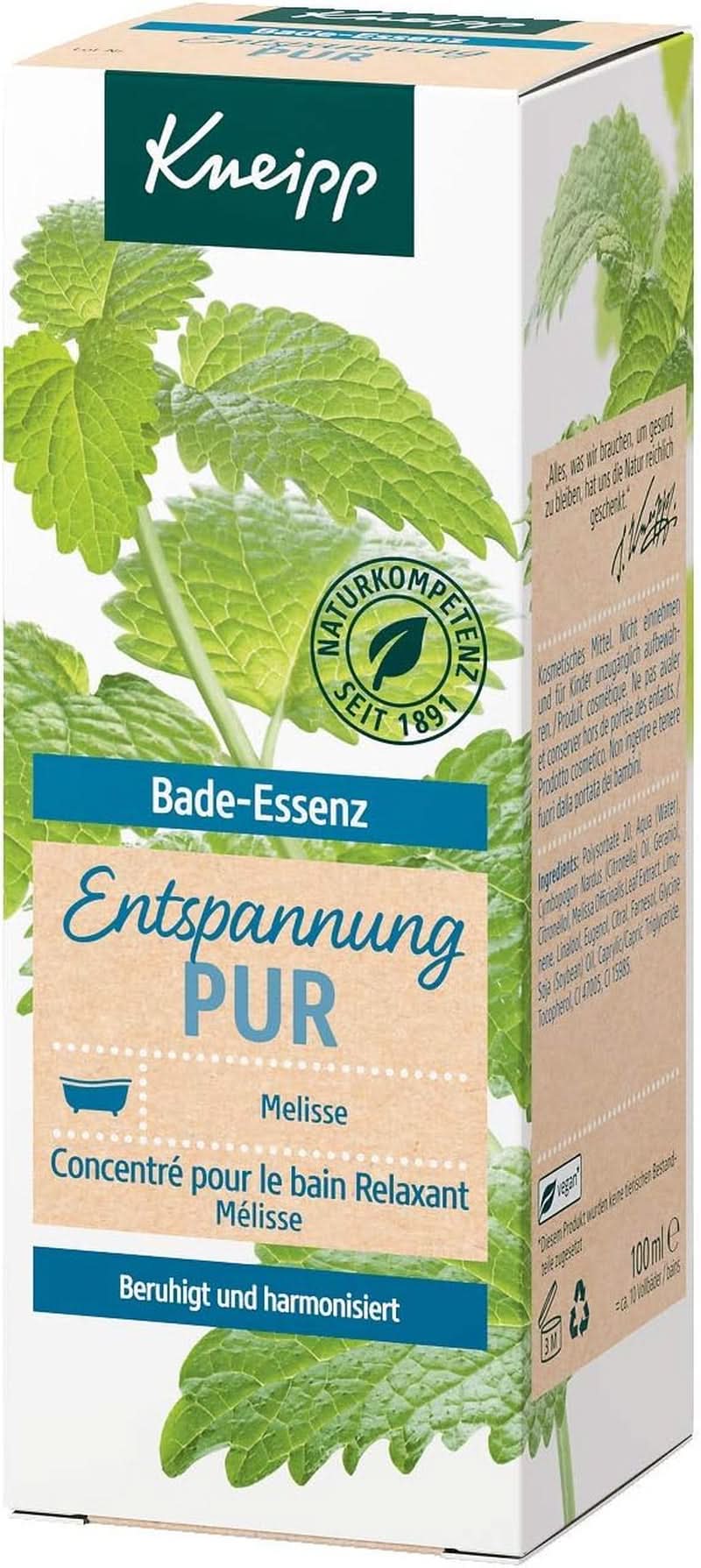 Kneipp Bade, ulei de baie cu ulei esențial natural de melissa indiană și extract de balsam de lămâie, 100 ml Naty Shop