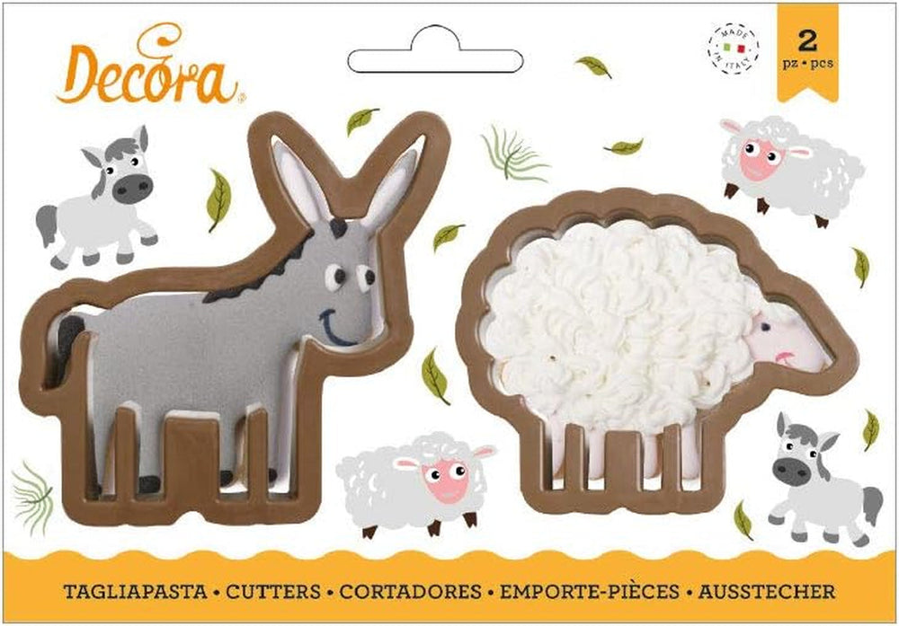 0255202 Set de 2 forme de biscuiți din plastic, măgar și oaie