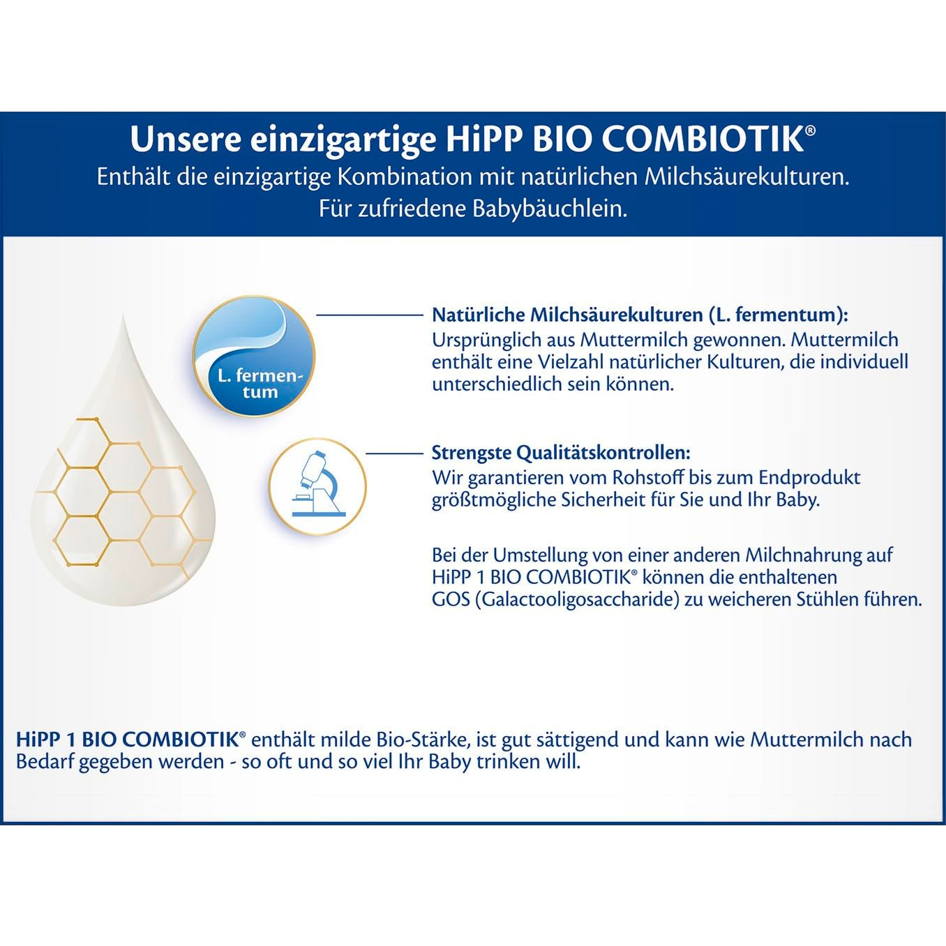 HiPP 1 Organic Combiotik (4 x 600g), formulă de lapte praf pentru sugari de la naștere, cu culturi naturale de acid lactic și amidon organic ușor de tratat, de cea mai bună calitate organică