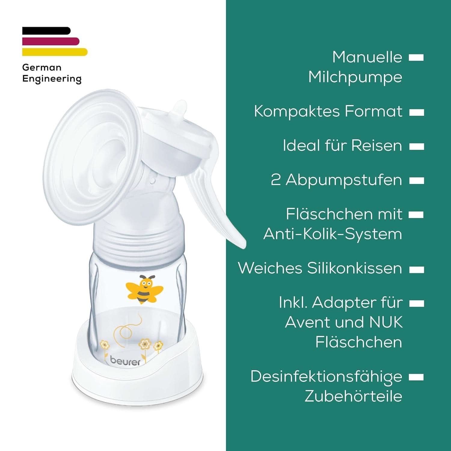 Beurer babycare, Pompă de sân manuală, Inclusiv biberon cu sistem anti-colic Accesorii Hrana si Alaptare Bebe Naty Shop