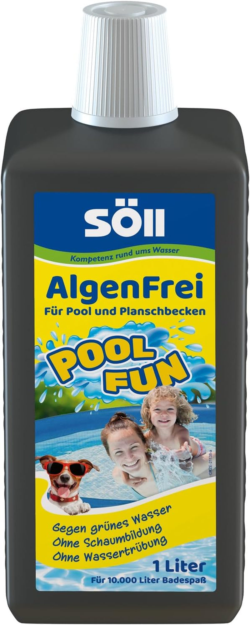 Söll 83690 PoolFun AlgaeFree 1 l - Soluție de curățare a piscinei împotriva algelor, îngrijirea apei pentru piscine, piscine pentru copii, piscine și jacuzzi-uri