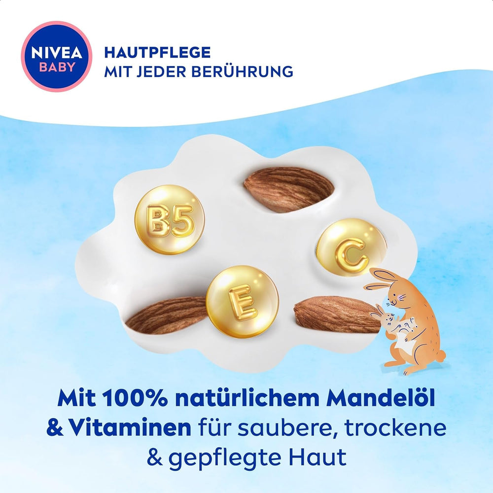 Șervețele umede NIVEA BABY Soft & Cream pentru bebeluși (4 x 57 bucăți)