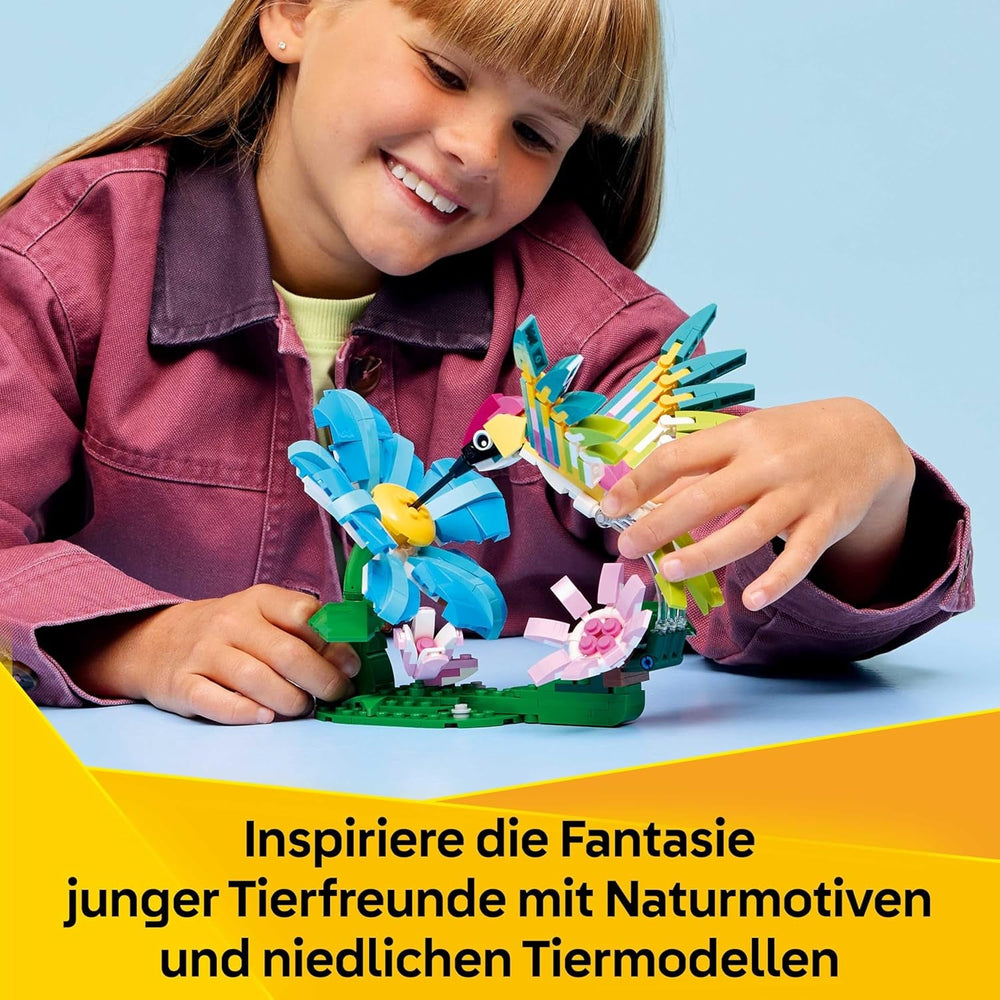 LEGO Creator 3in1 Wild Animals: Colourful Hummingbird - Bird Toy Transforms into a Butterfly or Fish Figure - DIY Room Decor Idea - Creative Gift for 8+ Year Old Girls & Boys - 31384