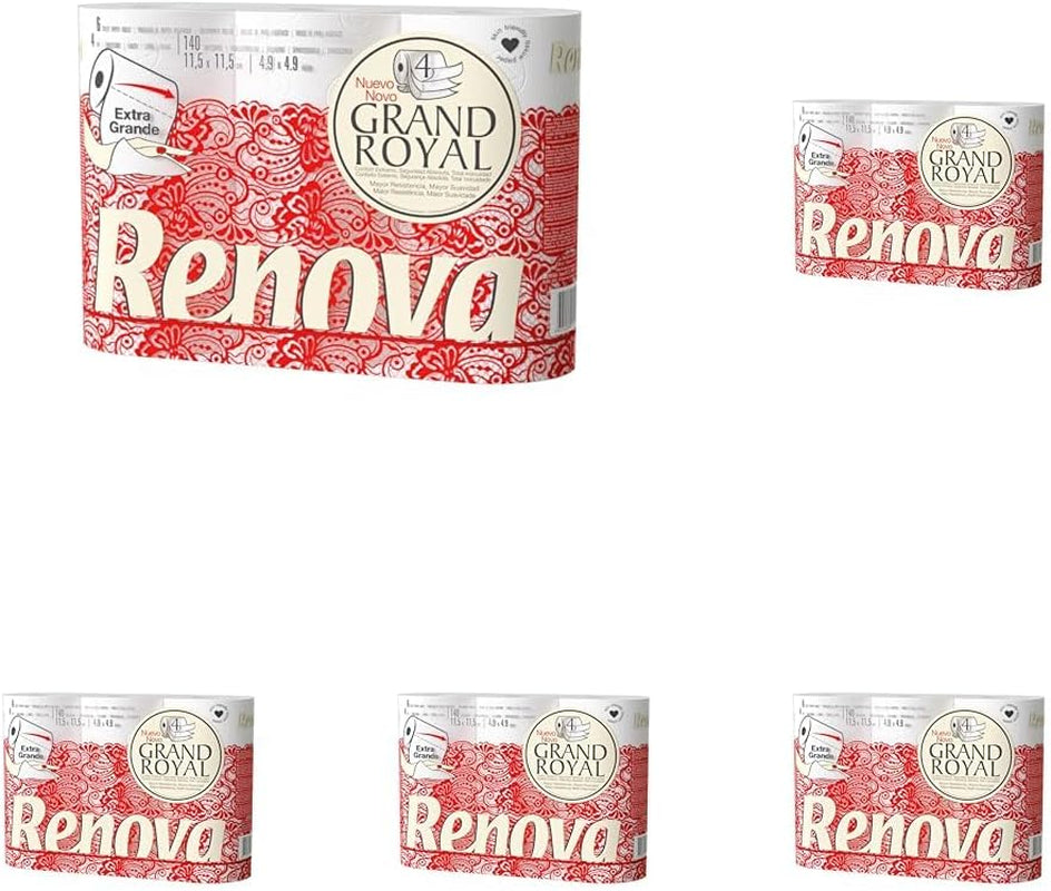 Hârtie igienică Renova Renova Grand Royal 4 straturi - 6 role, Large (pachet de 5)