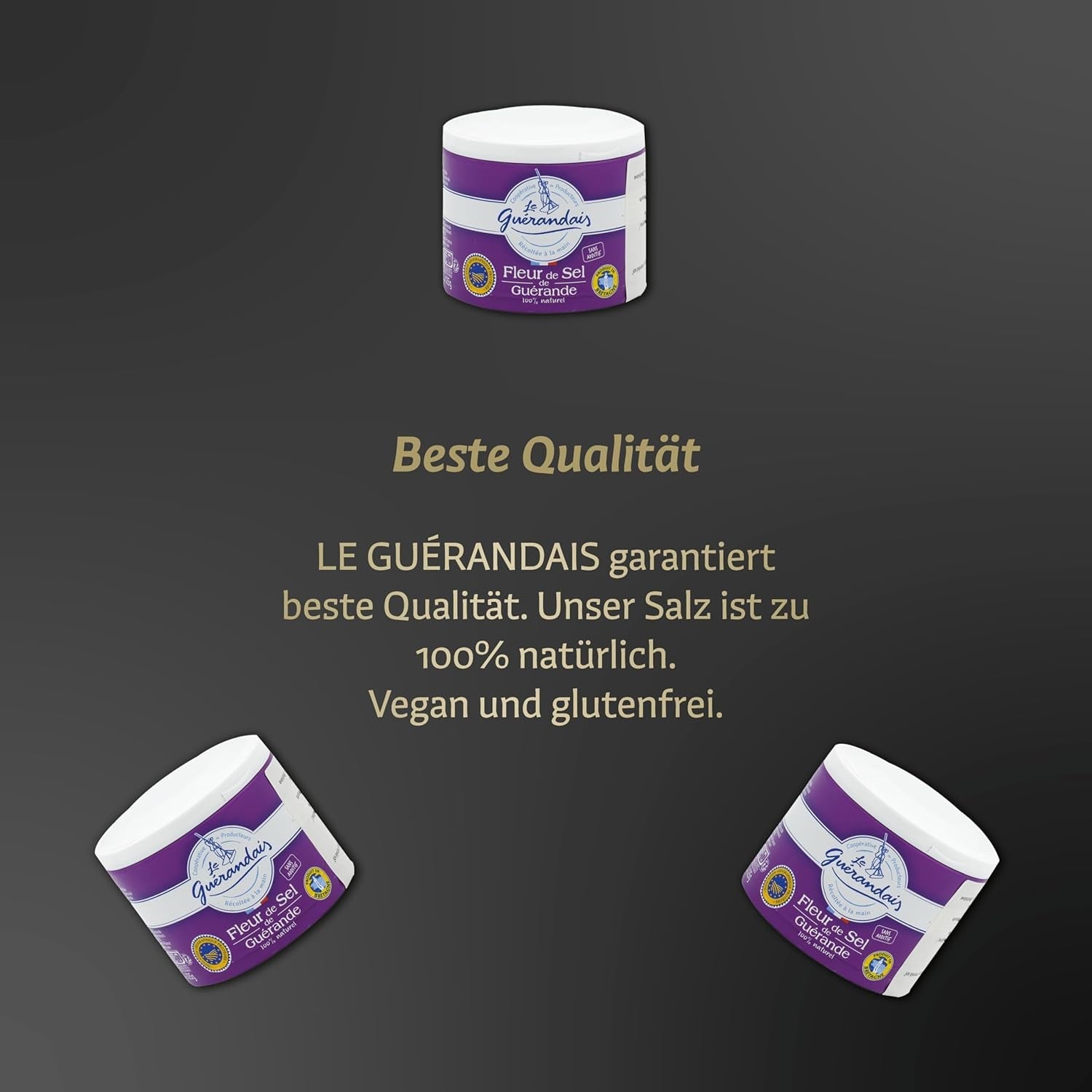 Handgeschöfptes Fleur de Sel, DE GUERANDE, 125g Dose