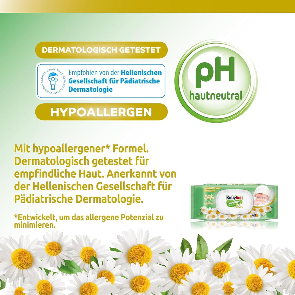 Șervețele umede pentru bebeluși sensibili, 0% parfum, formulă 98% naturală care restabilește echilibrul pH-ului pielii, cu sigiliu de prospețime, 54 de șervețele