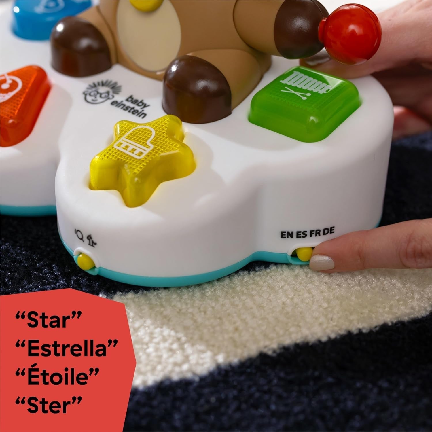 Baby Einstein, Jucărie de învățare muzicală Drum & Learn Dean - Jucărie multisenzorială pentru copii, 2 moduri de joc, culori, forme și instrumente, 50+ sunete, de la 6 luni Jucarii Bebe Naty Shop