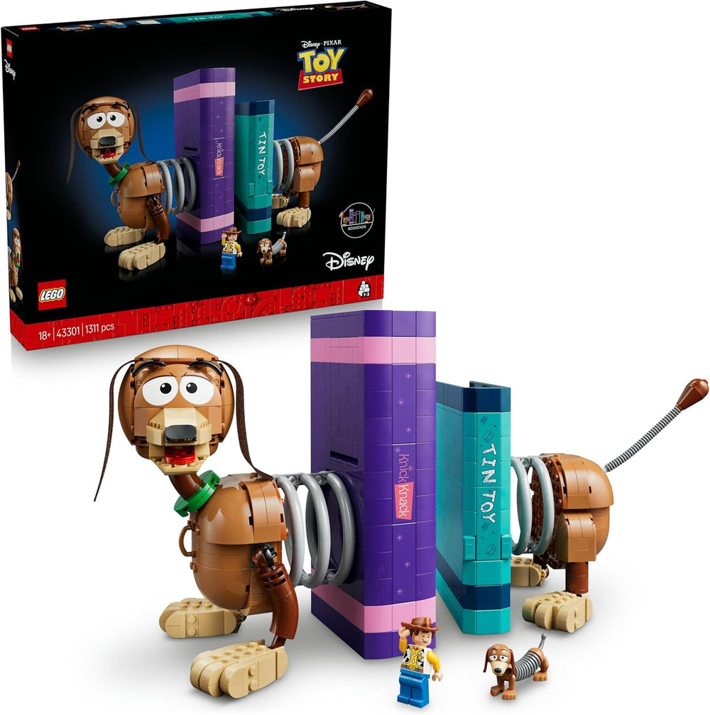 LEGO ǀ Disney and Pixar Toy Story: Slinky-Buchstützen - Bücherregal-Deko Bauset für Erwachsene - inkl. Woody Minifigur & Dackelfigur - Nostalgisches Geschenk für Fans - 43301