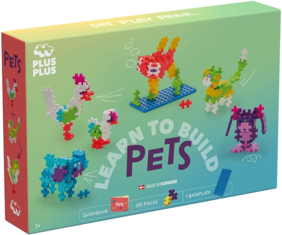 Plus-Plus 3962 Geniales Konstruktionsspielzeug, Learn to Build Haustiere, Kreativ-Bausteine für Kinder, 275 Teile