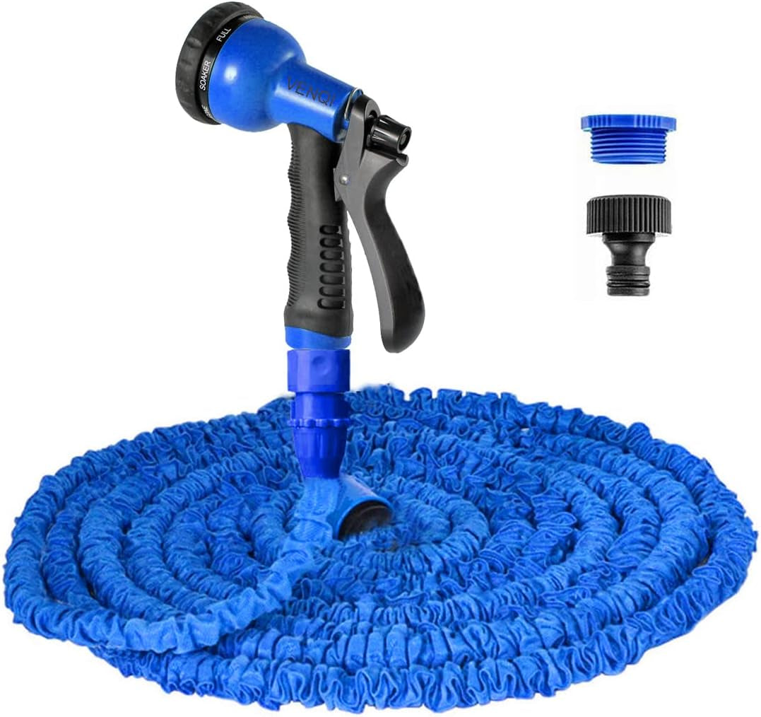 Furtun de grădină extensibil 30 m, furtun flexibil de apă de 100 ft cu duză de pulverizare cu 8 jeturi, furtun retractabil etanș, rezistent cu conectori de 3/4" și 1/2" (30 m, verde)
