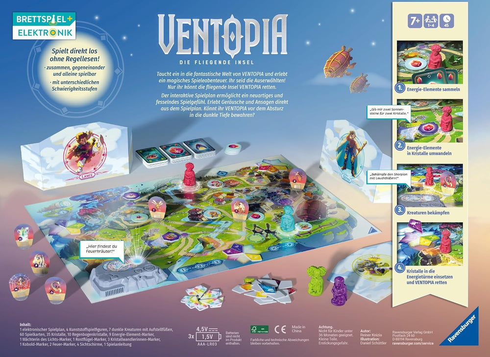 Ravensburger 24582 Ventopia - Insula Zburătoare, joc de societate cu electronice pentru copii cu vârsta de 7 ani și peste, pentru 1 până la 4 jucători